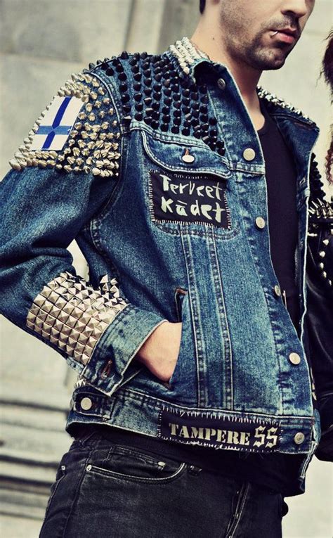 punk jean jacket|punk denim jacket men.